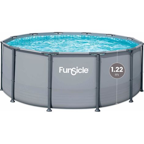 Piscine tubulaire ronde Funsicle grise Ø3,66m x h1,22m