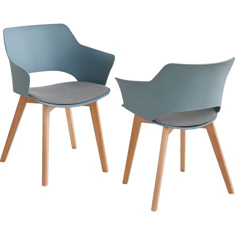 Esszimmerstuhl, minimalistisches modernes Design, weiche Stoffpolsterung, 2PCS-Blau (1/2)