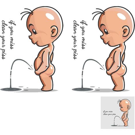 Lot de 2 autocollants « Nettoyez vos toilettes » style dessin animé humoristique, autocollants muraux en vinyle pour siège de toilette (1/5)