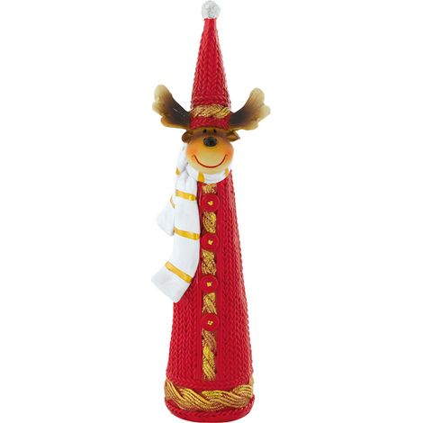 Decorazione natalizia renna Renna natalizia figura dell'Avvento, rosso bianco oro marrone, plastica, LxA 3,5x18 cm (1/2)