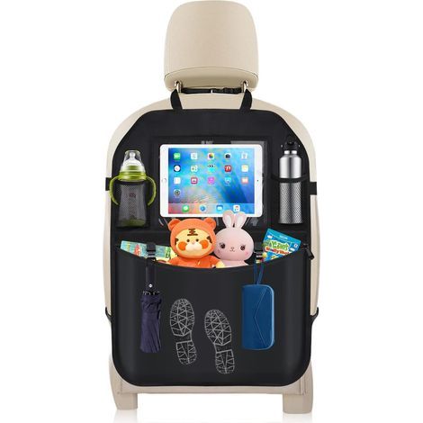 Protector de asiento de coche 1/2 pieza, organizador de asiento trasero para niños, protector de asiento impermeable con soporte para tablet con pantalla táctil y grandes (1/5)