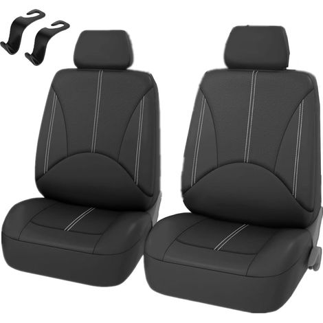 Lot de 2 Housses de siège, Cuir synthétique perforé, Respirant, Appuie-tête inclus, Pour voiture SUV camion