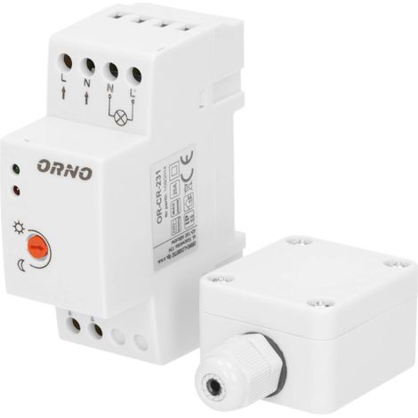 Sensore crepuscolare per guida DIN con sonda esterna in scatola 3000W 2-100lx IP65 / IP20 OR-CR-231 (1/3)