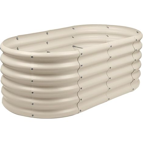 Bac surélevé en acier galvanisé – 120 x 60 x 45 cm – Ivoire – Sans fond – Idéal pour légumes, fleurs et plantes aromatiques (1/5)