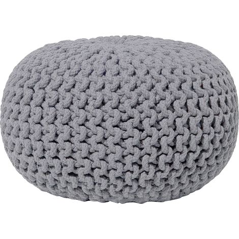 Pouf Rond en Coton Gris Foncé à Billes de Polystyrène Coussin d'Intérieur Conrad