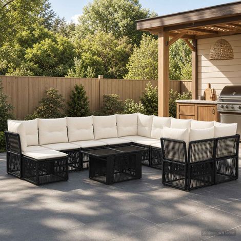 vidaXL Set Divano da Giardino 12 pz Nero polyrattan (1/5)