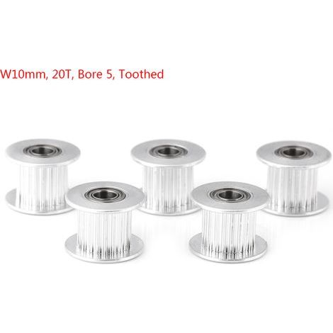 5 pièces Poulie de Distribution 2GT en Aluminium pour Imprimante 3D (Largeur 10mm, 20 Dents, Alésage 5mm) (1/5)