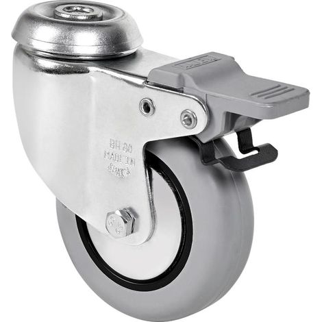 rueda giratora agujero m10 freno 20bhfd80cp-pgi poliamix-goma gris eje liso (1/10)