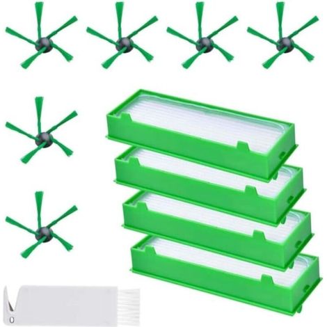 Pièces de rechange pour robot aspirateur Vorwerk Kobold VR200 VR300, 11 pièces de rechange, contient 4 filtres HEPA, 6 brosses latérales, 1 petite brosse (1/5)