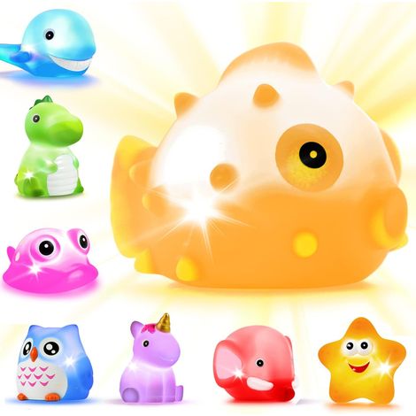 Baby Bath Toy 8 Pcs Luminous Toys Swimming Pool Swimming Floating Rubber with Various Colourful Animal Models Bath Toys for Baby Child (1/5)