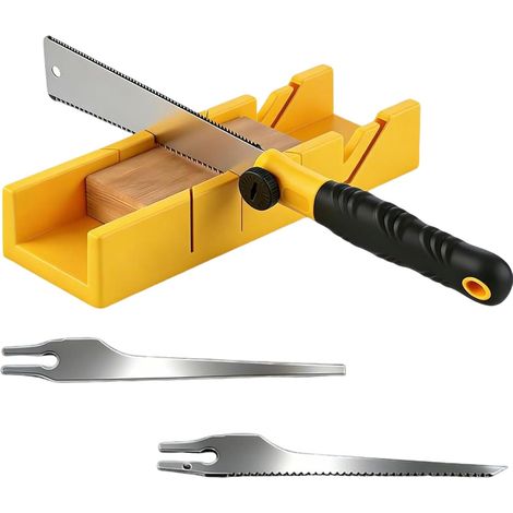 4-teiliges Gehrungslade mit Japansäge Set, Gärungsschablone Handsäge Set mit 3 Sägeblättern, Gehrungssäge Hand für Holz Kunststoff, Schnittwinkel: 0°/22.5°/45°/90° -Präzise Gehrungs und Winkelschnitte (1/5)