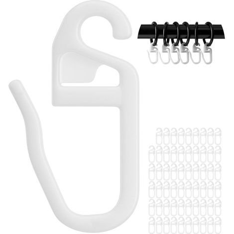 (60 x Crochets à Rideaux avec œillets , pour Rails et Tringles à banne, Accessoires pour courtine, Crochets à Clapser, Curtain Hooks, Blanc (1/5)