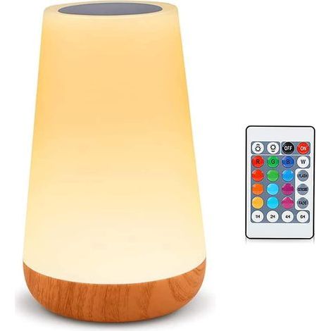 Veilleuse LED, Lampe de Chevet, Lampe Nuit Colorée Toucher, Télécommande, Rechargeable avec Luminosité Réglable, pour chambre à coucher, chambre d'enfant, et salon [Classe énergétique G] (1/5)