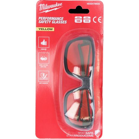 Milwaukee Performance Safety Glasses Yellow Schutzbrille ( 4932478928 ) gelb getönte Ausführung