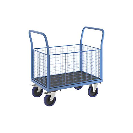 eurokraft pro Carrello a pianale con sponde grigliate ruote (1/2)
