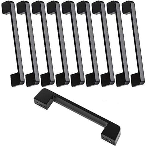 10 Poignées Cuisine Noires Entraxe 160mm, Barre Meuble Design (1/5)
