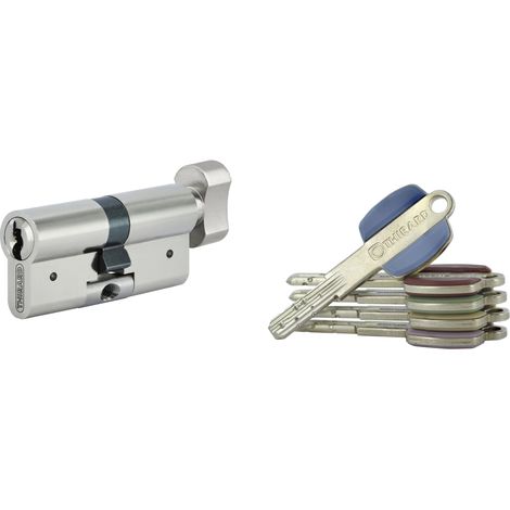 THIRARD - Cylindre à bouton Vario DX 33x33mm, anti-arrachement, nickelé, 5 clés - THIRARD