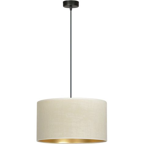 Lampada a Sospensione Hilde, Acciaio verniciato a polvere, Tessuto, Nero, Bianco, 35x100x35 cm