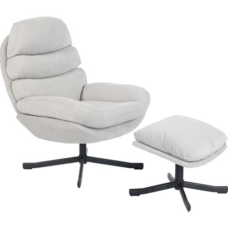 Fauteuil inclinable avec repose-pieds en tissu chenille, fauteuil lounge moderne pour salon ou TV, 78 x 93 x 100 cm, blanc crème