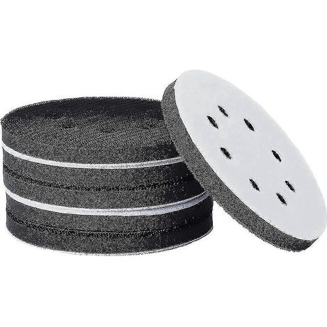 Lot de 6 tampons de 125 mm (5 pouces) à 8 trous en mousse souple pour disques de ponçage et disques auto-agrippants. (1/4)