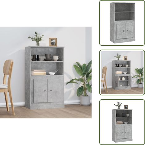 Highboard Betongrau 60x35,5x103,5 cm Holzwerkstoff - Sideboard - Hochschrank - Wohnzimmermöbel - Beton Grau - Holzwerkstoff (1/5)