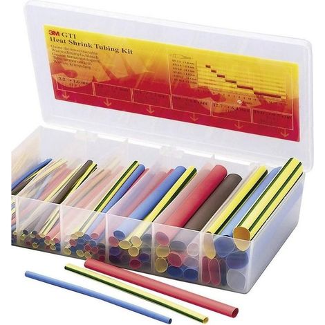 3M GTI-BOX1.6-19MC Kit guaine termoretraibili Rosso, Blu, Marrone, Trasparente, Verde, Giallo Restringimento:2:1 104 Pa