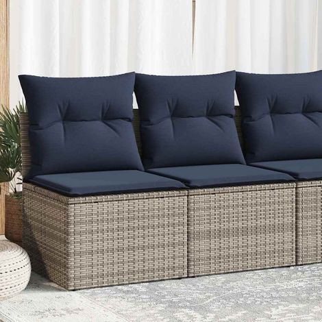 Set sofás jardín y cojines 2 pzas ratán sintético acacia gris vidaXL (1/5)