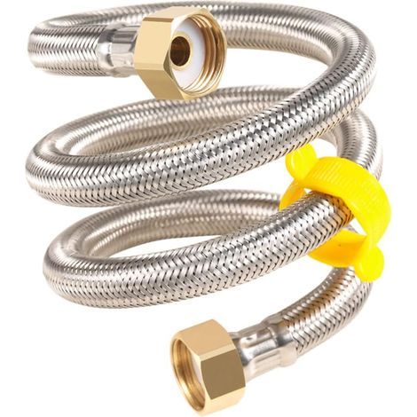 2 Stück G 1/2" x G 1/2" Edelstahl-Geflechtschlauch, flexible Wasserleitung für Bad-WC-Armaturen, Küchenspülen, Wasserzulaufrohre, 60 cm (1/5)