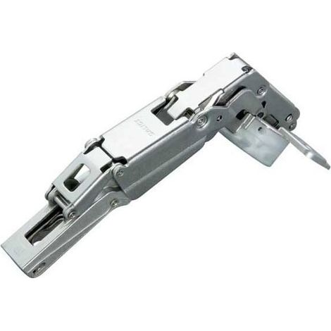 Charnière pour meuble 155° – Amortisseur avec réglage latéral compensé – Décor nickelé – Diamètre boîtier 35 mm – Entraxe 48 mm – Épaisseur porte maxi 22 mm – Salice (1/3)