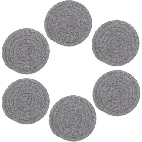Ensemble de 6 dessous de plat isolants pour le thé, les sous-verres et les bols, 10 cm, en corde de coton tressée. (1/5)