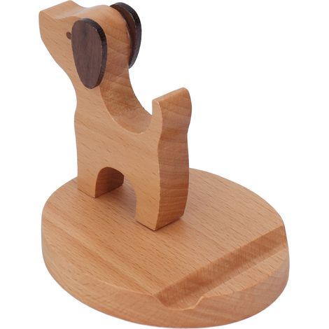 Lot de 2 supports de bureau en bois pour smartphone, multifonctionnels, avec un adorable motif de chiot. Support de téléphone ultra-fin et léger, idéal pour la maison, le bureau et l'école. (1/5)