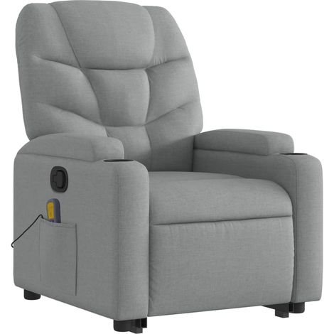 Poltrona relax TV funzione massaggio reclinabile sollevamento elettrico in tessuto grigio chiaro DEC026919