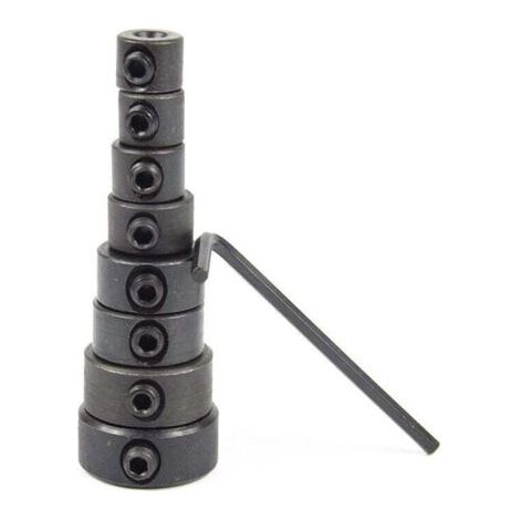 Colliers Limitation Forage, Foret Butée Profondeur,8 Pieces Positionneur Anneau Profondeur, Réglable Butée Foret Butées Profondeur Forage Colliers D'Arrêt de Profondeur avec Clé Hexagonale 3-16 (1/4)