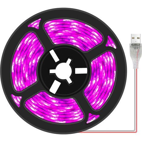 Bandes lumineuses LED pour culture de plantes - Étanche - Spectre complet - Pour plantes d'intérieur, plantes grasses, hydroponiques - Pour serre et jardinage - Barres lumineuses USB(3M) (1/5)