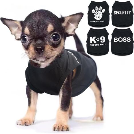 Ensemble 4 pièces pour petit chien, motif amusant, respirant, léger, doux (Chihuahua, Yorkshire nain)