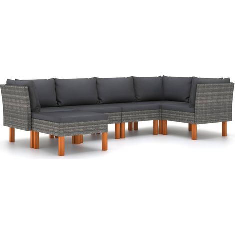 Maison Exclusive - 6-tlg. Garten-Lounge-Set mit Kissen Poly Ratta (1/5)
