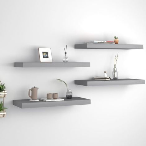Estantes flotantes de pared 4 uds MDF gris 60x23,5x3,8 cm vidaXL