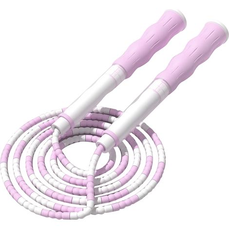 Corde à sauter réglable pour enfants, poignée antidérapante, perles flexibles, violette, idéale pour exercice à domicile et à l'école (1/5)