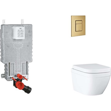 Grohe Uniset - Set Vorwandelement, WC mit Softclose-Sitz und Skate Cosmopolitan-Betätigungsplatte, Triple Vortex, Cool Sunrise gebürstet SANI15BB4106