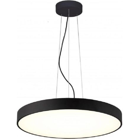 Trade Shop - 60cm Círculo Colgante Araña Led 65w Lámpara Arriba Abajo Moderno 2 Luz Temperaturas - Negro