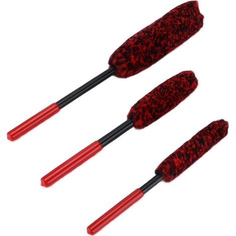 Ensemble de 3 brosses de nettoyage pour roues de voiture, moto et vélo, convenant au nettoyage des jantes et des tuyaux d'échappement. (1/5)