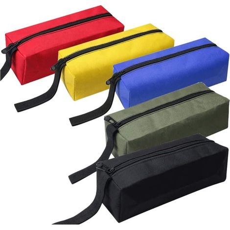 Kleine Werkzeugtaschen – Robuste Werkzeugtasche aus wasserdichtem 600D-Gewebe, Schwarz/Rot/Blau/Grün/Gelb, 5er-Pack