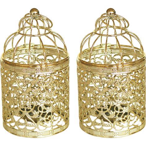 [Portavelas decorativo] [Jaula para pájaros] [Hierro galvanizado] Portavelas colgante decorativo con diseño calado, elegante y encantador para decorar jardines, paredes, caminos, estantes, mesas o bar (1/5)