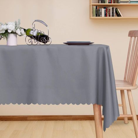 Nappe Rectangulaire - Nappe Microfibre Imperméable Lavable pour Banquet Cuisine Salle à Manger Gris Argent (1/2)
