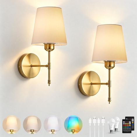 Applique Murale Intérieure Or - Lampe Murale Sans Fil Rechargeable (1/5)