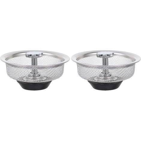 Set mit 2 Edelstahl-Spülbeckensieben, 8,25 cm Durchmesser, Netzfilter, universeller Schutz für Küchen- und Badezimmerspülen (1/5)