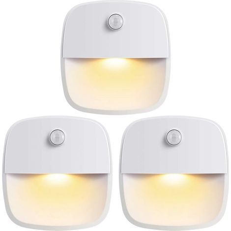 Lumiere Détecteur de Mouvement Interieur, Lampe Detecteur de Mouvement Pile, Veilleuse LED automatiquel pour Chambre, Cuisine, Couloir, Escalier, Coffre-fort (blanc, lot de 3) (1/4)