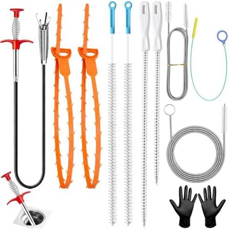 11 Pièces furet deboucheur canalisation, 200 cm Pinces à Griffes Flexibles, Outil de Débouchage d'évier, Brosse nettoyage réutilisable pour Égouts Cuisine, Douche, Toilettes -