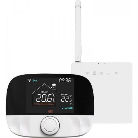 MeanWell Termostato WIFI + RF Protocollo WIFI 2.4G + RF 433MHZ TUYA, Smart Life Riscaldamento Caldaia a Gas,Riscaldamento Pavimento Con Acqua 5A 95-240V 50/60Hz IP20