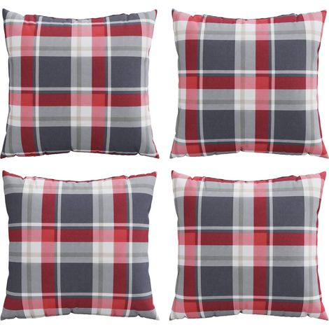 Cuscini per divano 4 pz Rossi a Quadri 60x60 cm in Tessuto vidaXL (1/5)